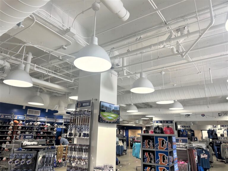 IMG 0065 commercial interior lighting on retail Wilcox LED Deep Bowl Pendant 24in 200 White 24in Stem Flat Lens