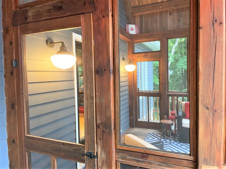 IMG 1644 residential exterior lighting on screen porch Acorn Schoolhouse Gooseneck Opaque 615 Oil Rubbed Bronze G3arm