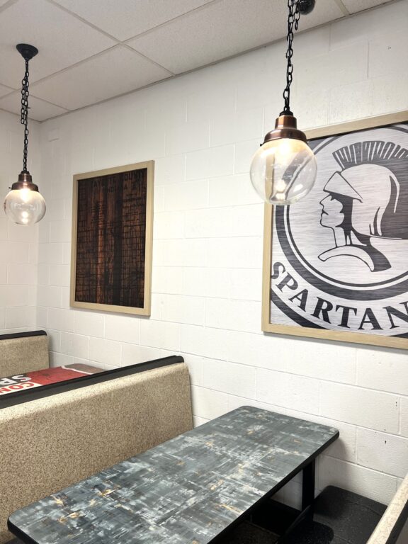 IMG 0331 commercial interior lighting on Round Schoolhouse Chain Hung Pendant Clear Glass 996 Weathered Copper Chain Canopy 100 Black SBK